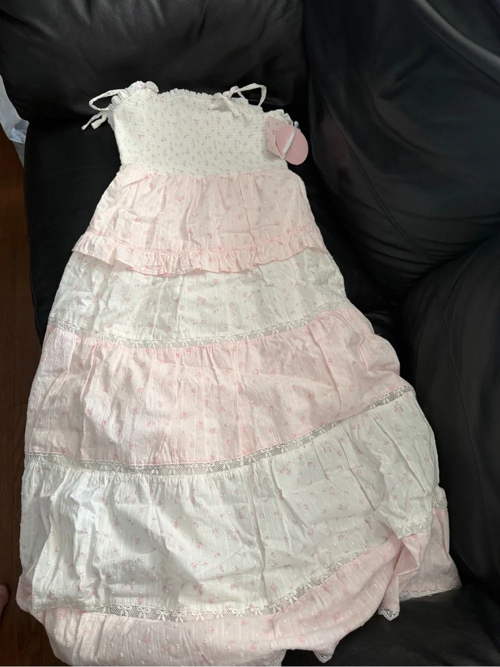 LoveShackFancy for Target Girls' Pink and White Tiered Sundress